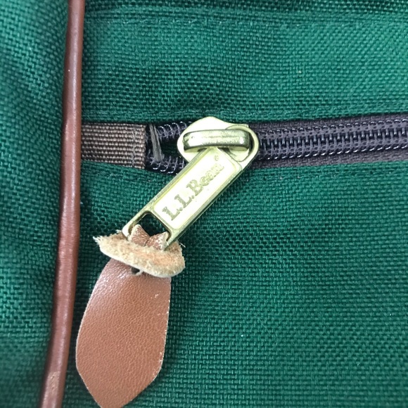 L L Bean Green Canvas Travel Luggage Suitcase Vtg - Picture 3 of 11